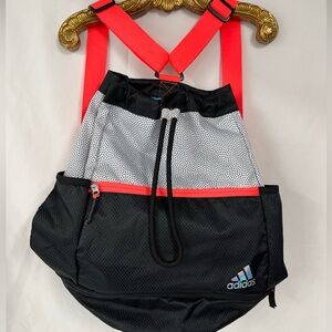 adidas Black & White Backpack with Neon Red Straps